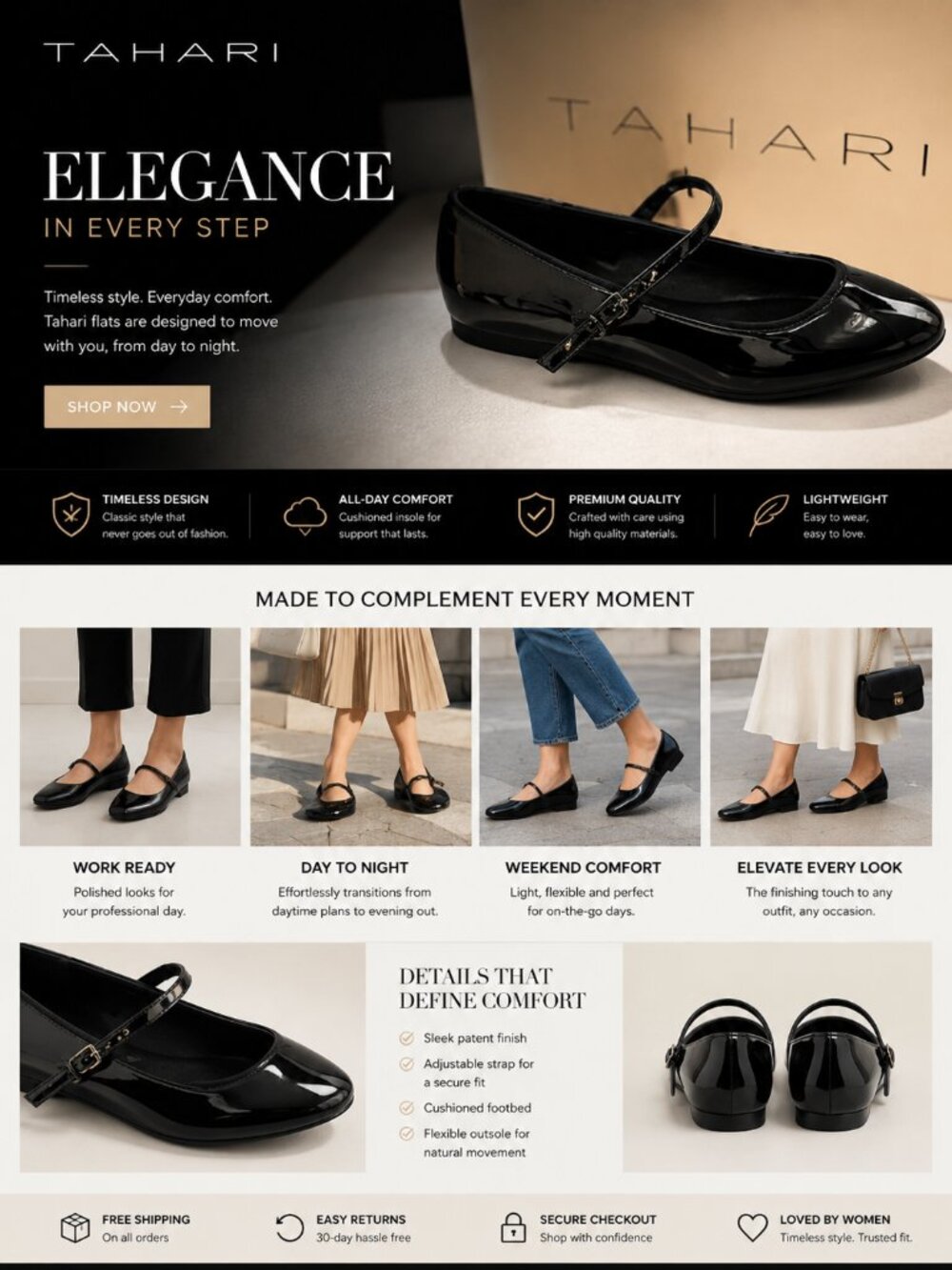 Tahari Patent Mary Jane Flats – Timeless Comfort Collection